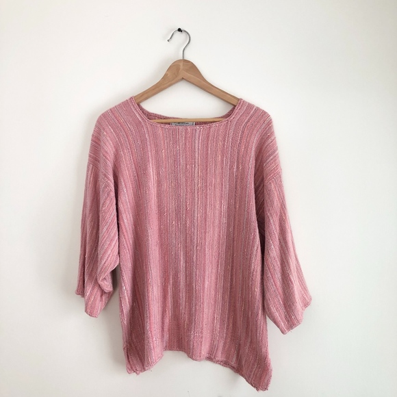 Skowhegan Handwovens Tops - Skowhegan Handwovens Natural Fiber Bohemian Pink